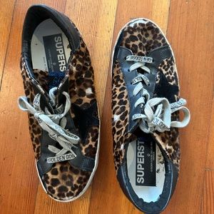GOLDEN GOOSE SUPERSTAR CHEETAH SNEAKERS WITH PONY HAIR